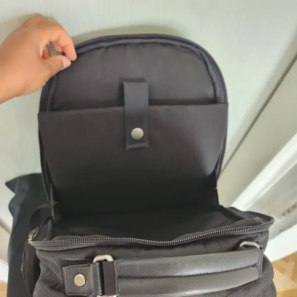 Coach Voyager Luxury Black Nylon Leather Silver Buckle Backpack College School
